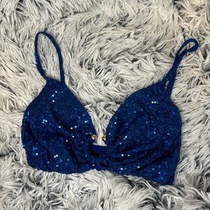 Blue sequin skirt set